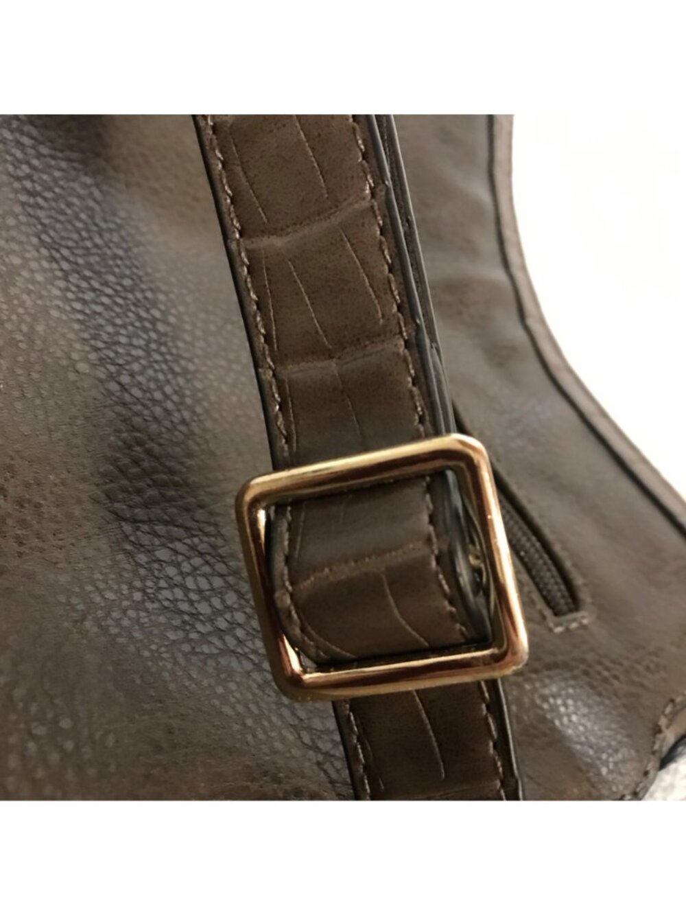 Hilary Radley Purse Brown Leather Crossbody Croc Embossed & Leopard Lining 10 x - Picture 12 of 15